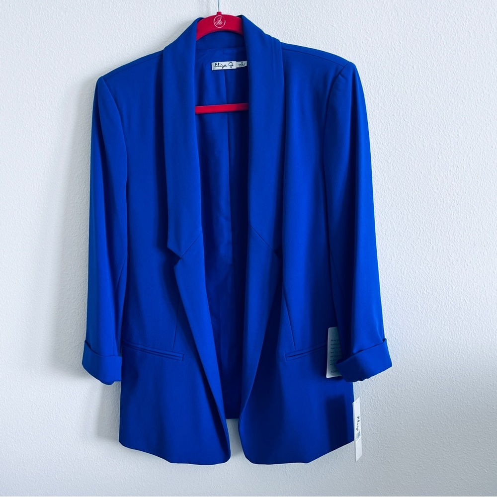 Eliza J Size M Womens Ruched Sleeve Blazer In Cobalt New with Tag